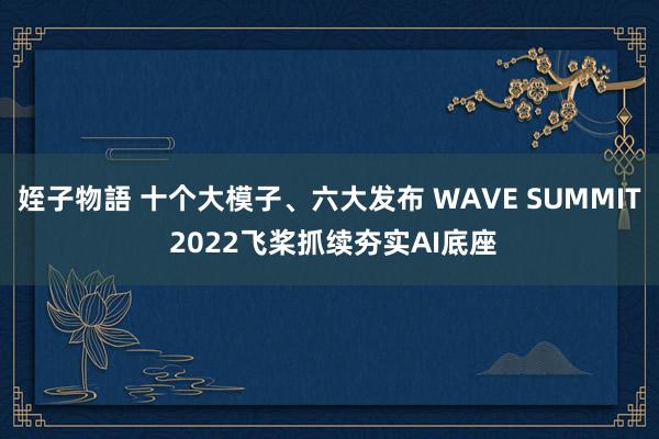 姪子物語 十个大模子、六大发布 WAVE SUMMIT 2022飞桨抓续夯实AI底座