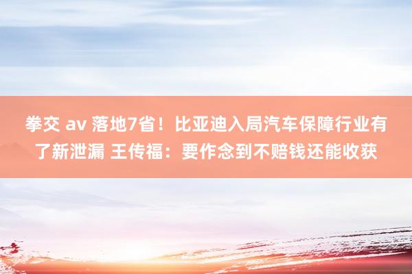 拳交 av 落地7省！比亚迪入局汽车保障行业有了新泄漏 王传福：要作念到不赔钱还能收获