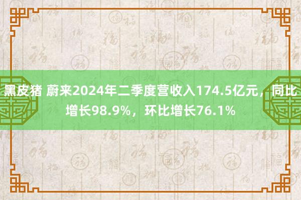 黑皮猪 蔚来2024年二季度营收入174.5亿元，同比增长98.9%，环比增长76.1%