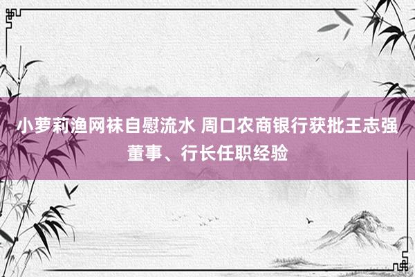 小萝莉渔网袜自慰流水 周口农商银行获批王志强董事、行长任职经验