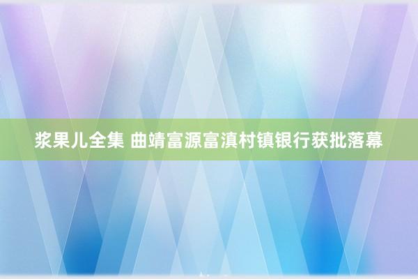 浆果儿全集 曲靖富源富滇村镇银行获批落幕