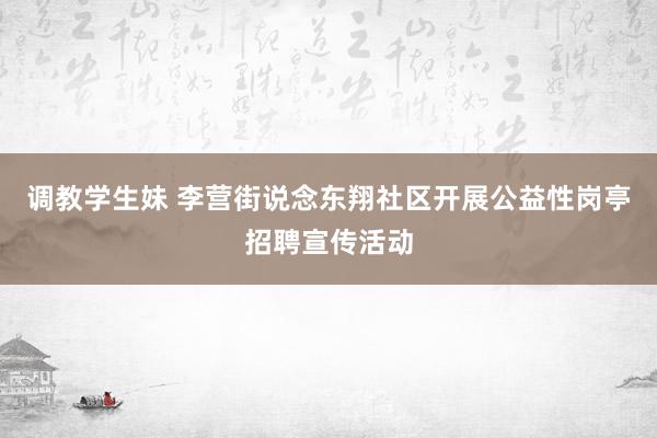 调教学生妹 李营街说念东翔社区开展公益性岗亭招聘宣传活动