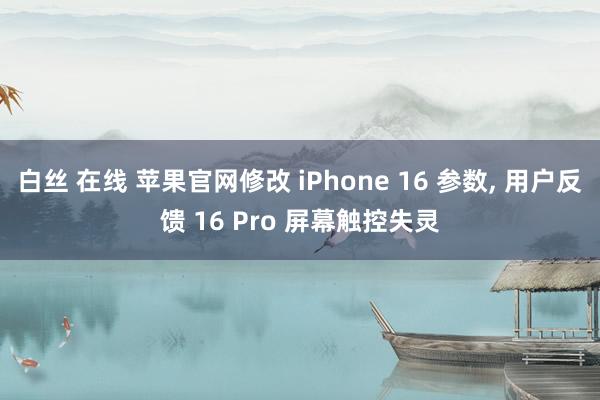 白丝 在线 苹果官网修改 iPhone 16 参数， 用户反馈 16 Pro 屏幕触控失灵