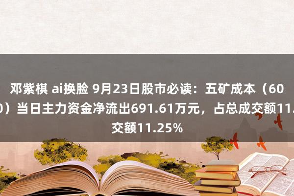 邓紫棋 ai换脸 9月23日股市必读：五矿成本（600390）当日主力资金净流出691.61万元，占总成交额11.25%