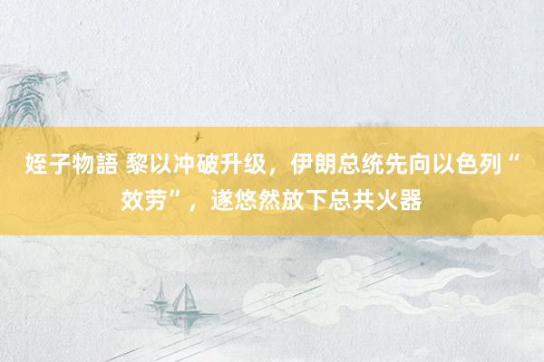 姪子物語 黎以冲破升级，伊朗总统先向以色列“效劳”，遂悠然放下总共火器