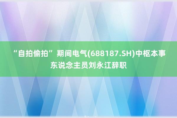 “自拍偷拍” 期间电气(688187.SH)中枢本事东说念主员刘永江辞职