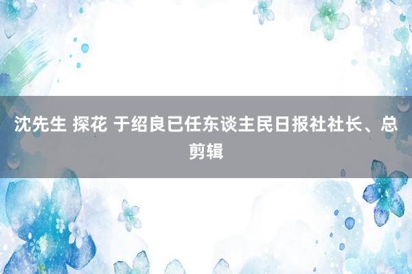 沈先生 探花 于绍良已任东谈主民日报社社长、总剪辑