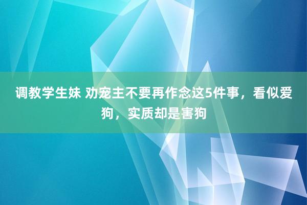 调教学生妹 劝宠主不要再作念这5件事，看似爱狗，实质却是害狗