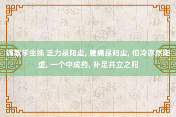 调教学生妹 乏力是阳虚， 腰痛是阳虚， 怕冷亦然阳虚， 一个中成药， 补足并立之阳