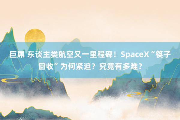 巨屌 东谈主类航空又一里程碑！SpaceX“筷子回收”为何紧迫？究竟有多难？