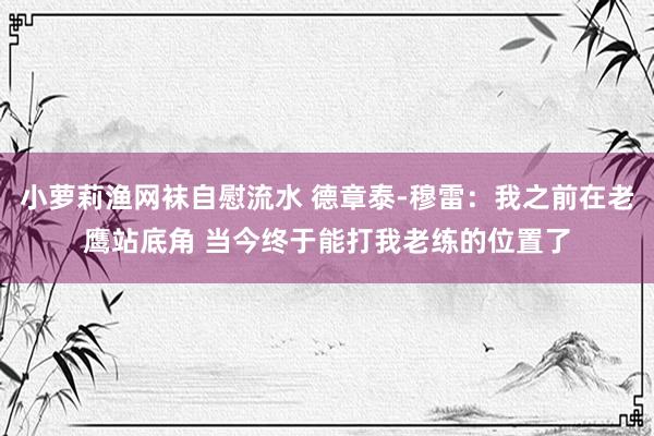 小萝莉渔网袜自慰流水 德章泰-穆雷：我之前在老鹰站底角 当今终于能打我老练的位置了