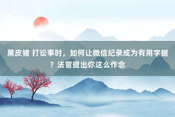 黑皮猪 打讼事时，如何让微信纪录成为有用字据？法官提出你这么作念