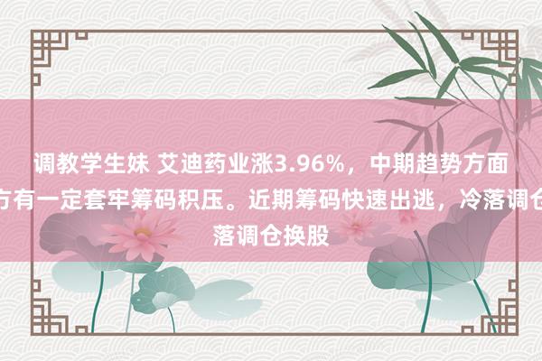 调教学生妹 艾迪药业涨3.96%，中期趋势方面，上方有一定套牢筹码积压。近期筹码快速出逃，冷落调仓换股