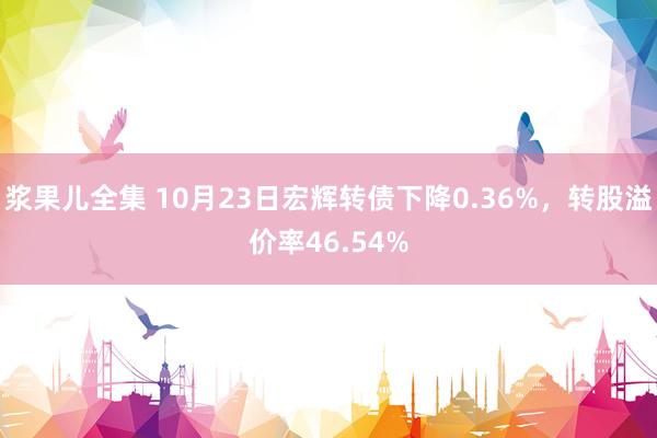 浆果儿全集 10月23日宏辉转债下降0.36%，转股溢价率46.54%