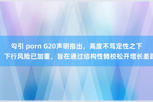 勾引 porn G20声明指出，高度不笃定性之下，下行风险已加重，旨在通过结构性雠校松开增长差距