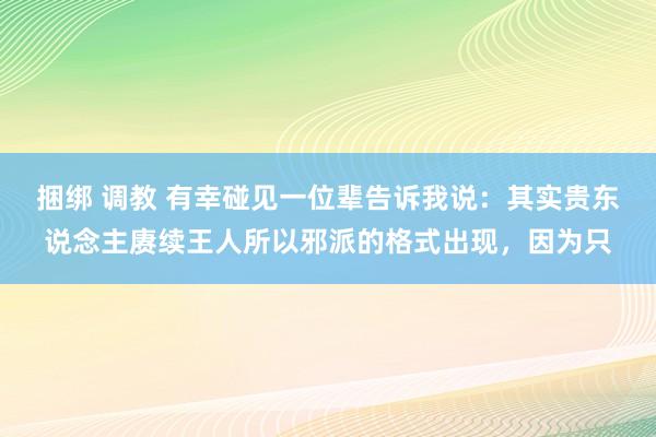 捆绑 调教 有幸碰见一位辈告诉我说：其实贵东说念主赓续王人所以邪派的格式出现，因为只