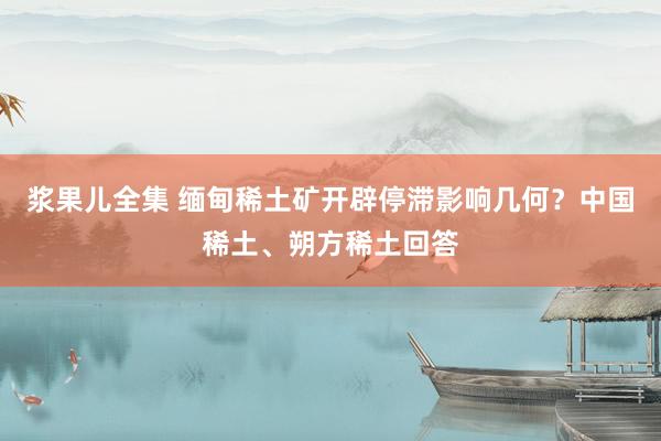 浆果儿全集 缅甸稀土矿开辟停滞影响几何？中国稀土、朔方稀土回答