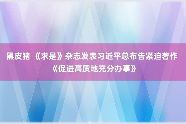 黑皮猪 《求是》杂志发表习近平总布告紧迫著作 《促进高质地充分办事》