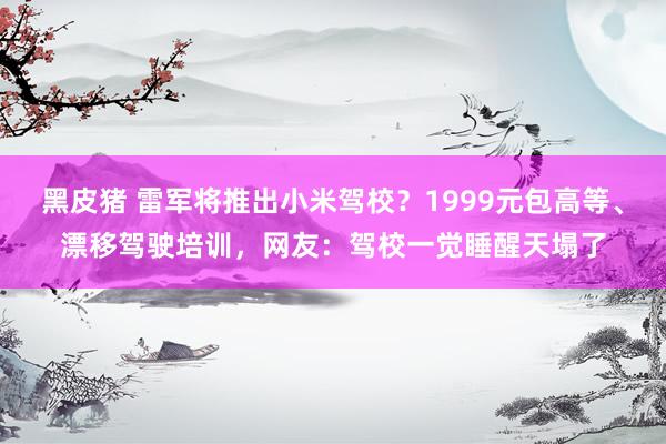 黑皮猪 雷军将推出小米驾校？1999元包高等、漂移驾驶培训，网友：驾校一觉睡醒天塌了