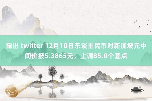 露出 twitter 12月10日东谈主民币对新加坡元中间价报5.3865元，上调85.0个基点