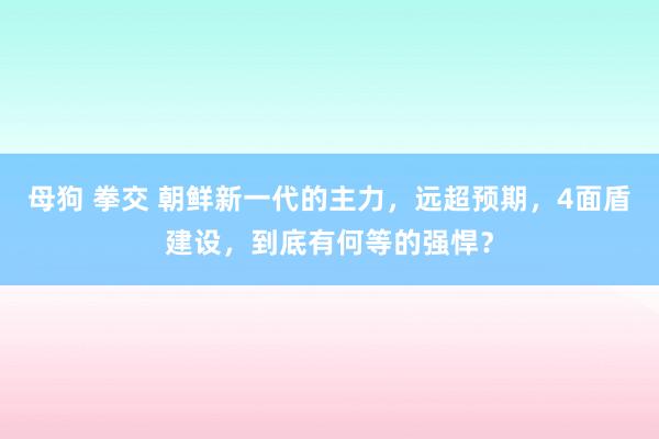 母狗 拳交 朝鲜新一代的主力，远超预期，4面盾建设，到底有何等的强悍？