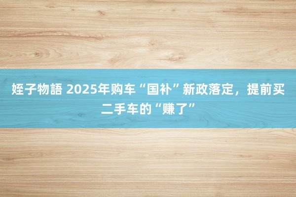 姪子物語 2025年购车“国补”新政落定，提前买二手车的“赚了”